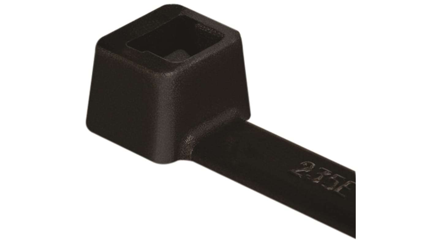 HellermannTyton Cable Tie, Heat Resistant, 100mm x 2.5 mm, Black Polyamide 6.6 (PA66), Pk-100