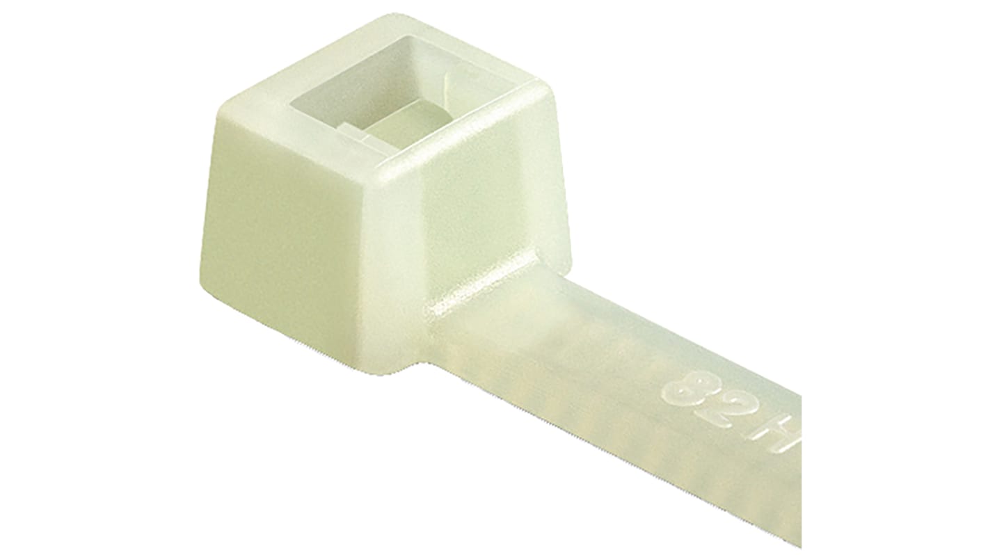 HellermannTyton Cable Tie, Inside Serrated, 300mm x 4.6 mm, Natural Polyamide 6.6 (PA66), Pk-100