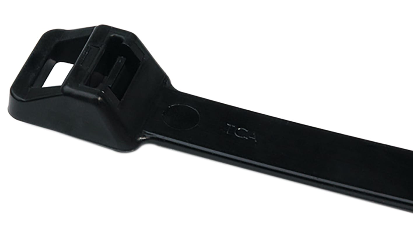 HellermannTyton Cable Tie, Inside Serrated, 370mm x 12.5 mm, Black Polyamide 6.6 (PA66), Pk-100