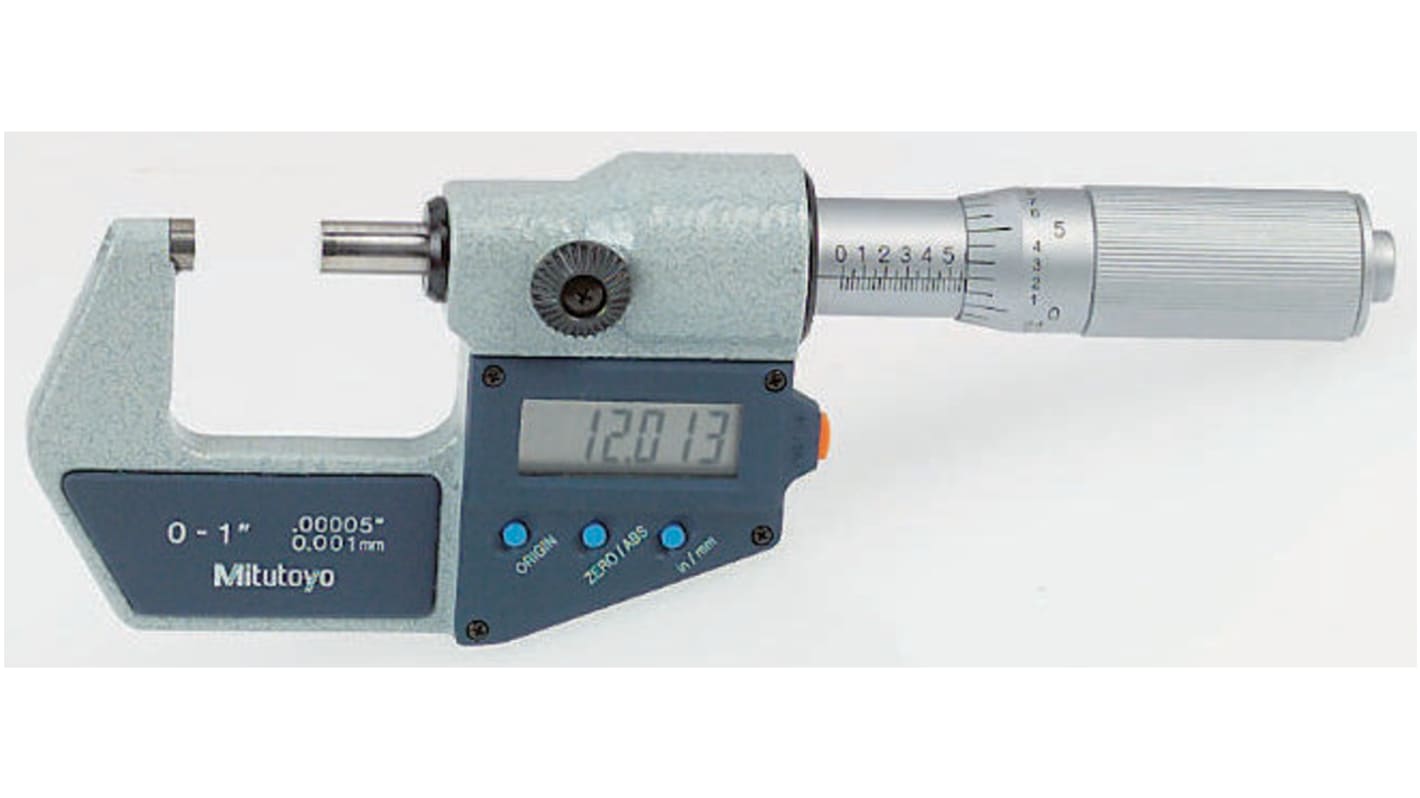Mitutoyo 293-334 External Micrometer, Range 0 mm →25 mm, With UKAS Calibration