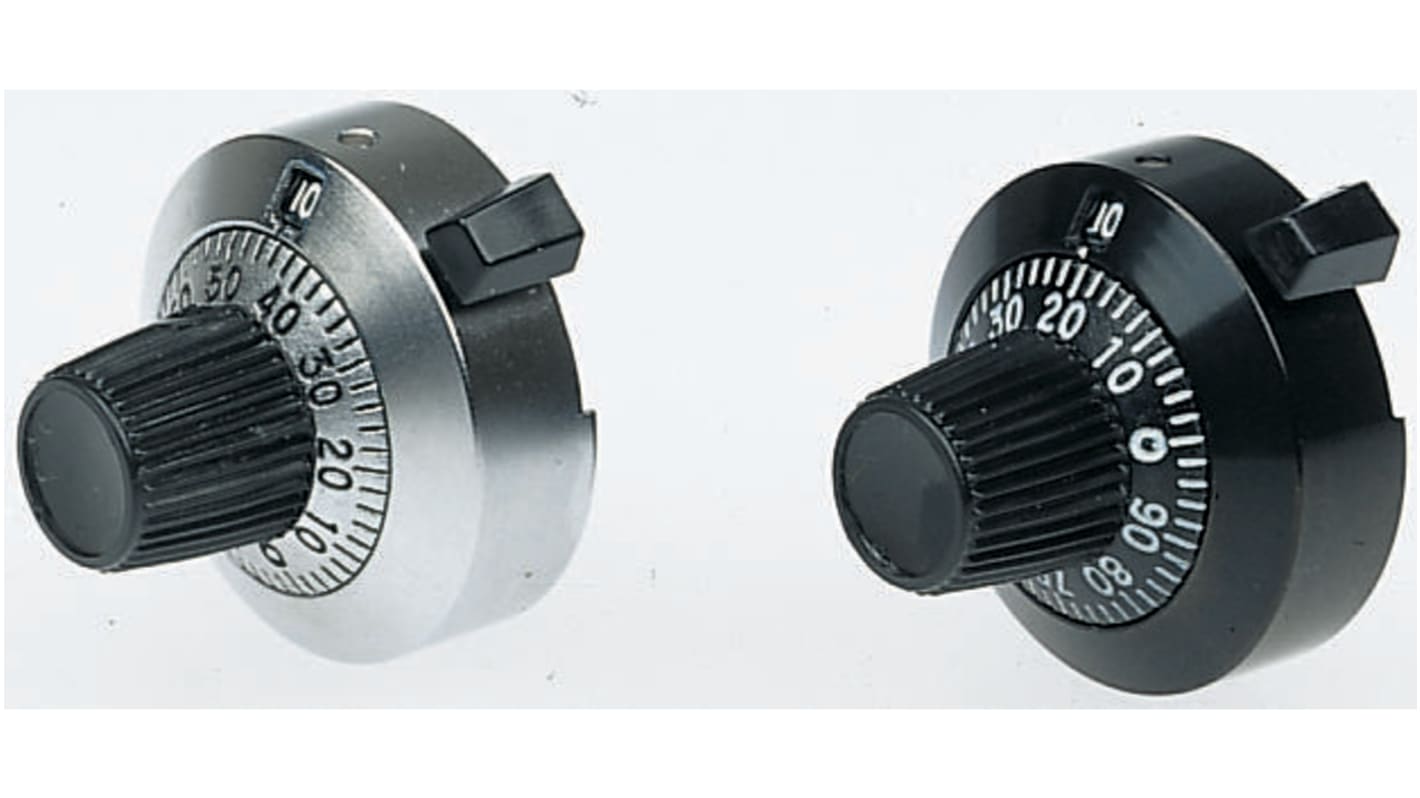 Vishay 25.4mm Black Potentiometer Knob for 6.35mm Shaft Splined, 11A21B010