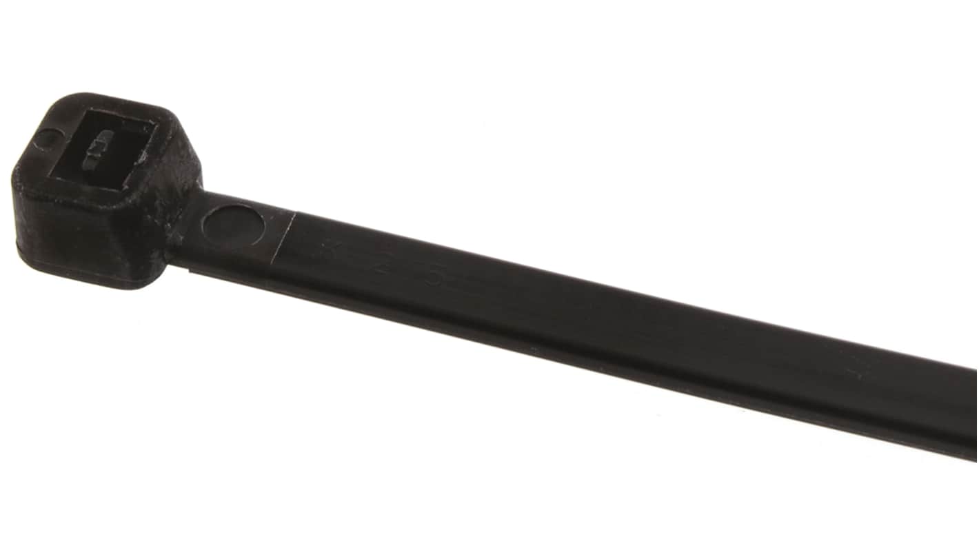 RS PRO Cable Tie, 385mm x 4.8mm, Black Nylon, Pk-100