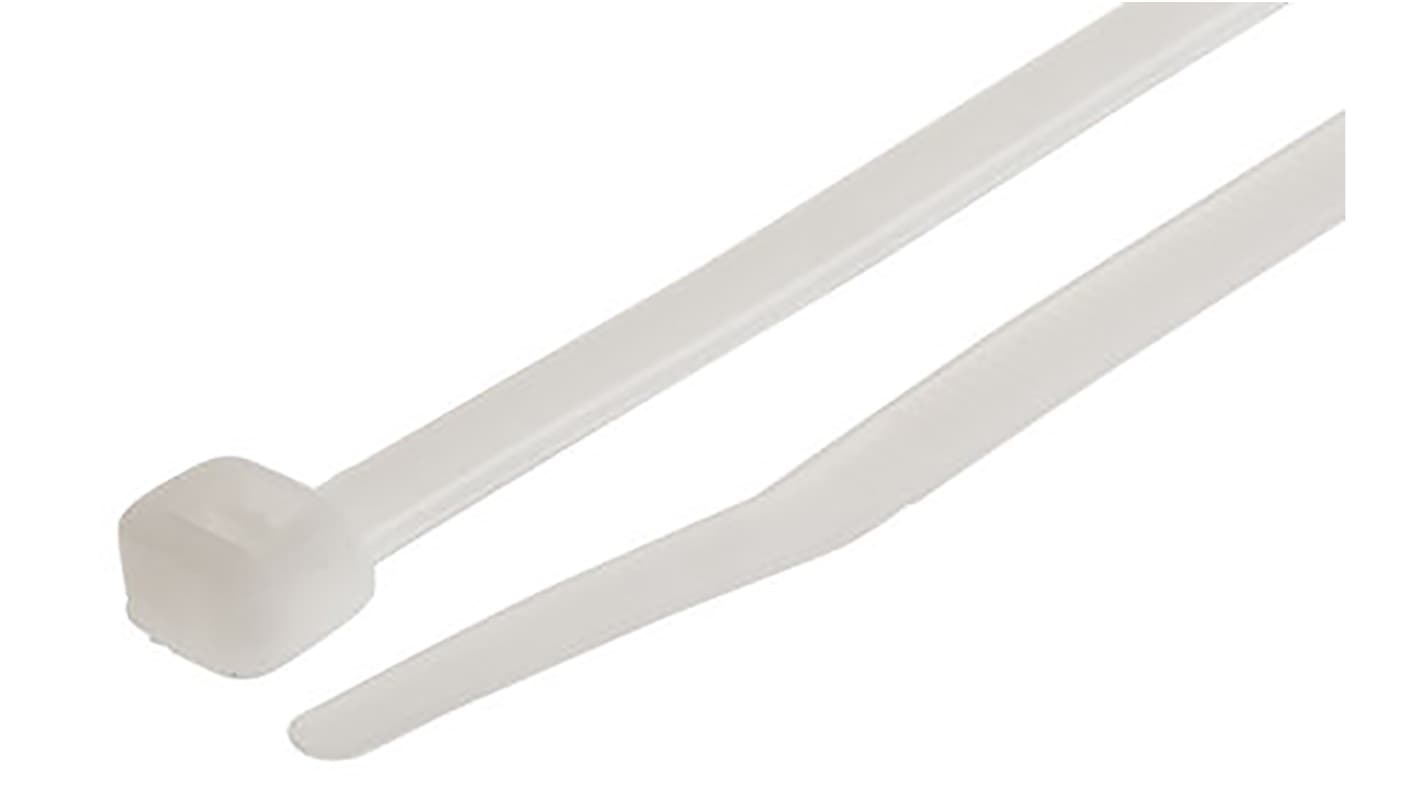 RS PRO Cable Tie, 385mm x 4.8mm, Natural Nylon, Pk-100