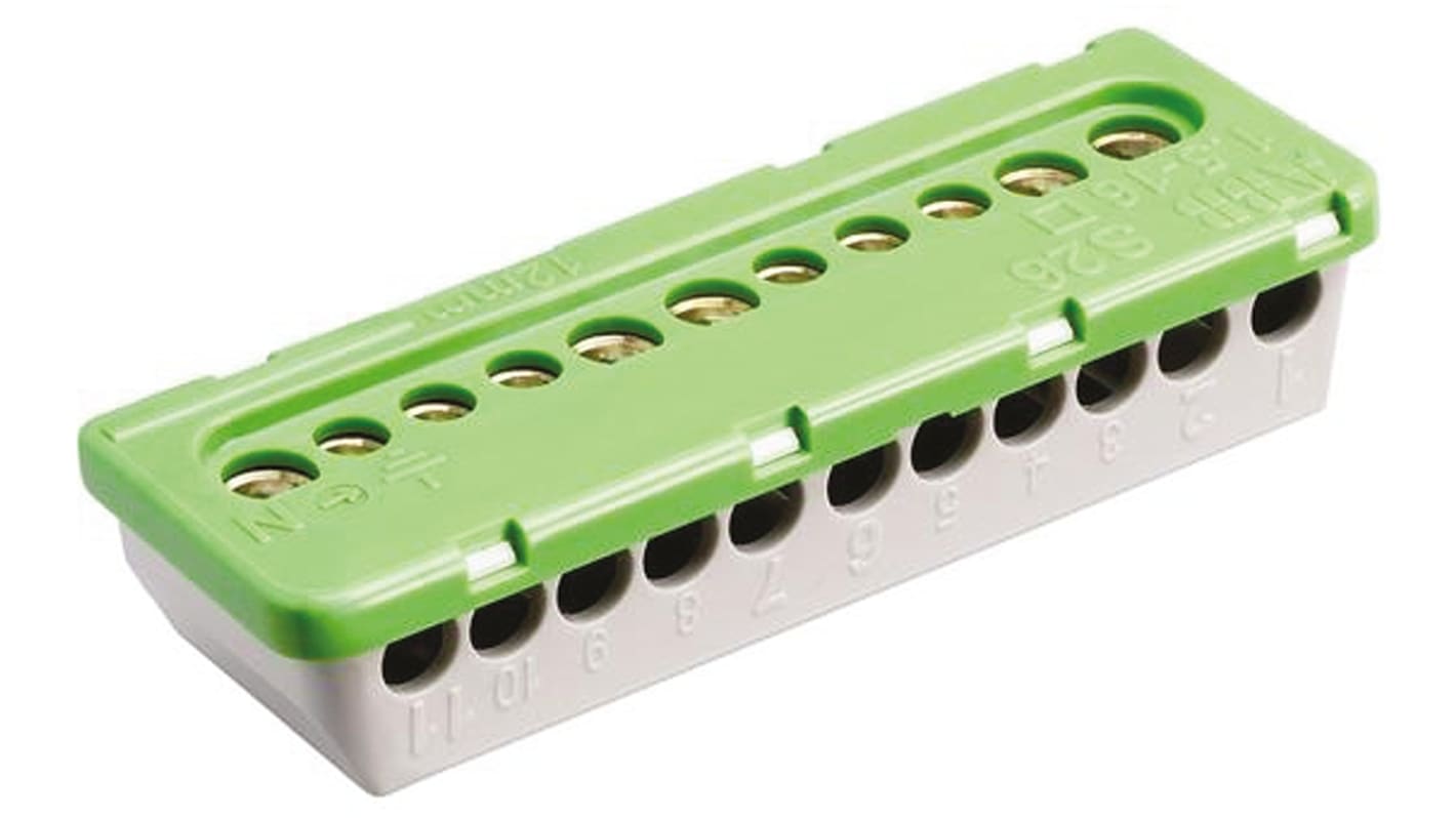 Entrelec MISTRAL65 Series Non-Fused Terminal Block, 11-Way, 100A, 6 mm², 16 mm² Wire, Screw Termination