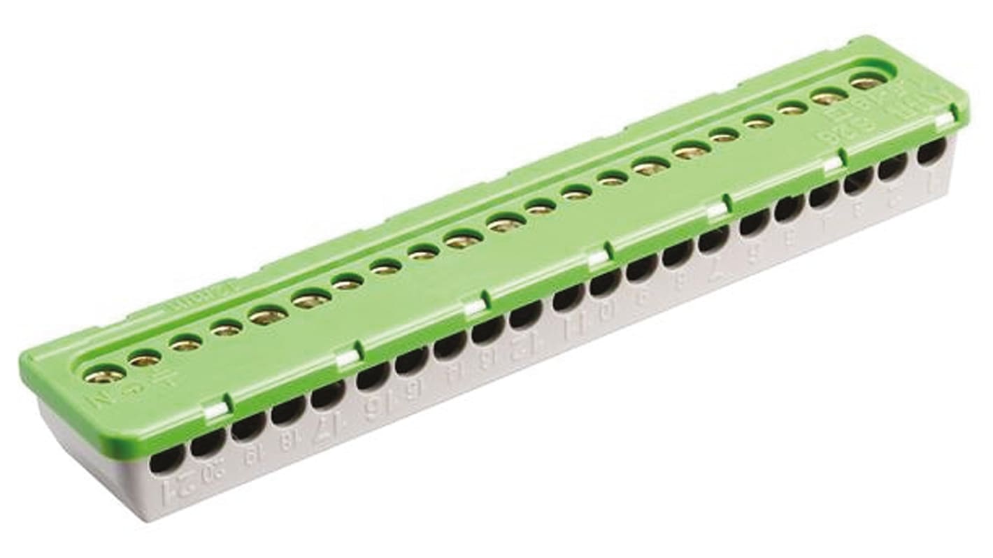 Entrelec MISTRAL65 Series Non-Fused Terminal Block, 21-Way, 100A, 6 mm², 16 mm² Wire, Screw Termination