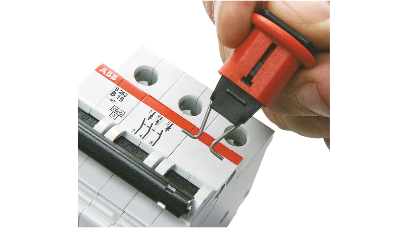 Brady Red 1-Lock Glass-Reinforced Nylon Miniature Circuit Breaker Switch Lockouts, 7.14mm Shackle