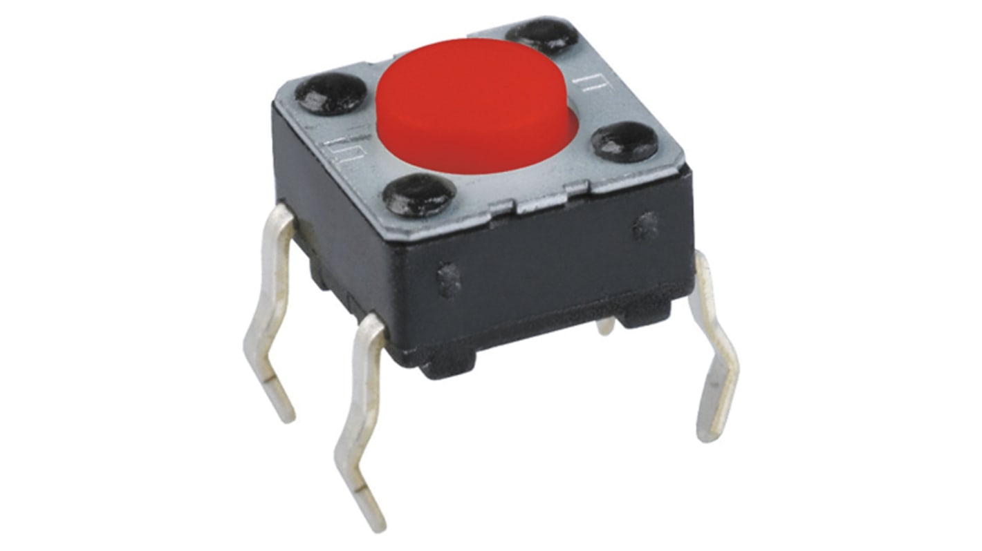 Panasonic Red Button Tactile Switch, SPST 20 mA @ 15 V dc 1.6mm