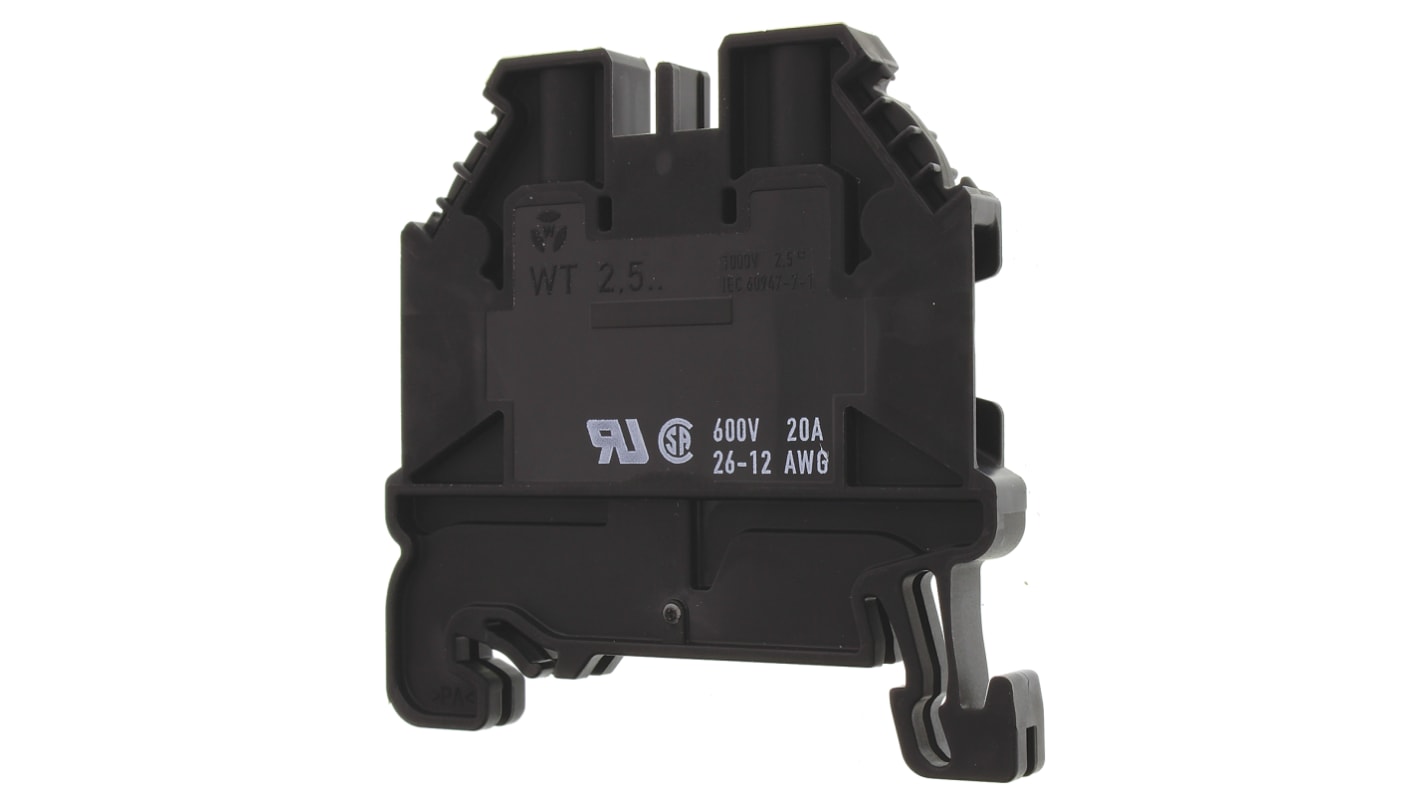 Wieland WT 2.5 Series Black Feed Through Terminal Block, 2.5mm², Single-Level, Screw Termination, ATEX