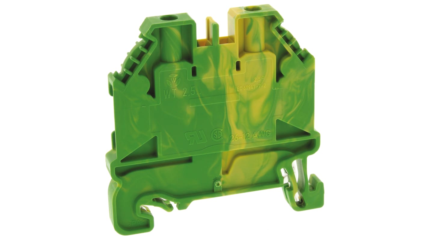 Wieland 58.503.9055.0 WT 2.5 PE Series Green, Yellow, 2.5mm², Single-Level, Screw Termination, ATEX
