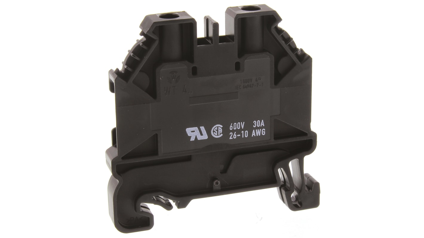 Wieland WT 4 Series Black Feed Through Terminal Block, Single-Level, Screw Termination, ATEX