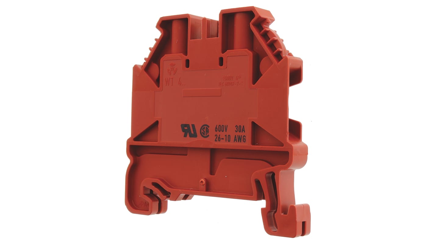 Wieland 58.504.0055.5 WT 4 Series Red, Single-Level, Screw Termination, ATEX
