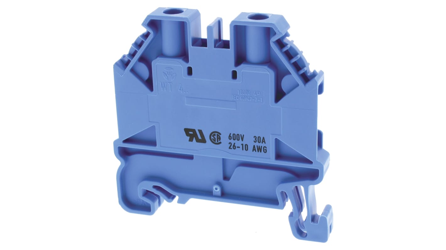 Wieland WT 4 Series Blue Feed Through Terminal Block, Single-Level, Screw Termination, ATEX