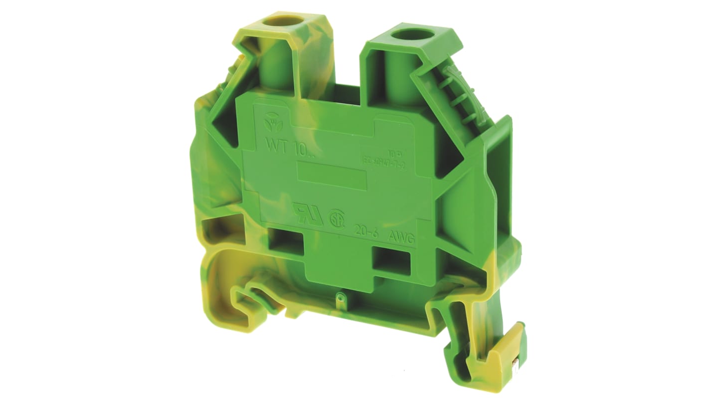 Wieland 58.510.9055.0 WT 10 PE Series Green, Yellow, Single-Level, Screw Termination, ATEX