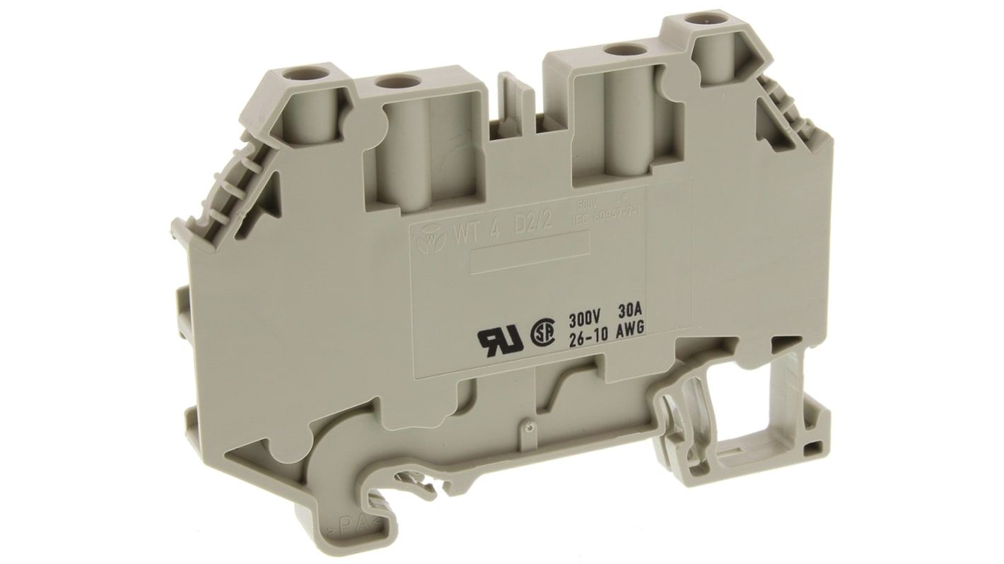 Wieland 单层直通式接线端子, 32A, 500 V, 螺钉端接, 灰色, WT 4 D2/2系列