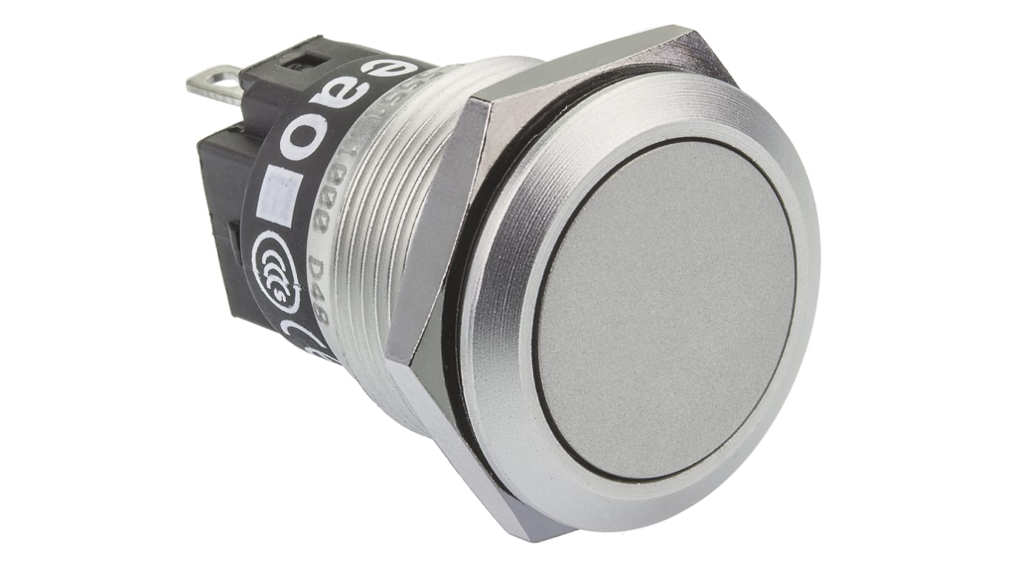 EAO 82 Series Push Button Switch, Momentary, Panel Mount, 19mm Cutout, SPDT, 240V, IP65, IP67