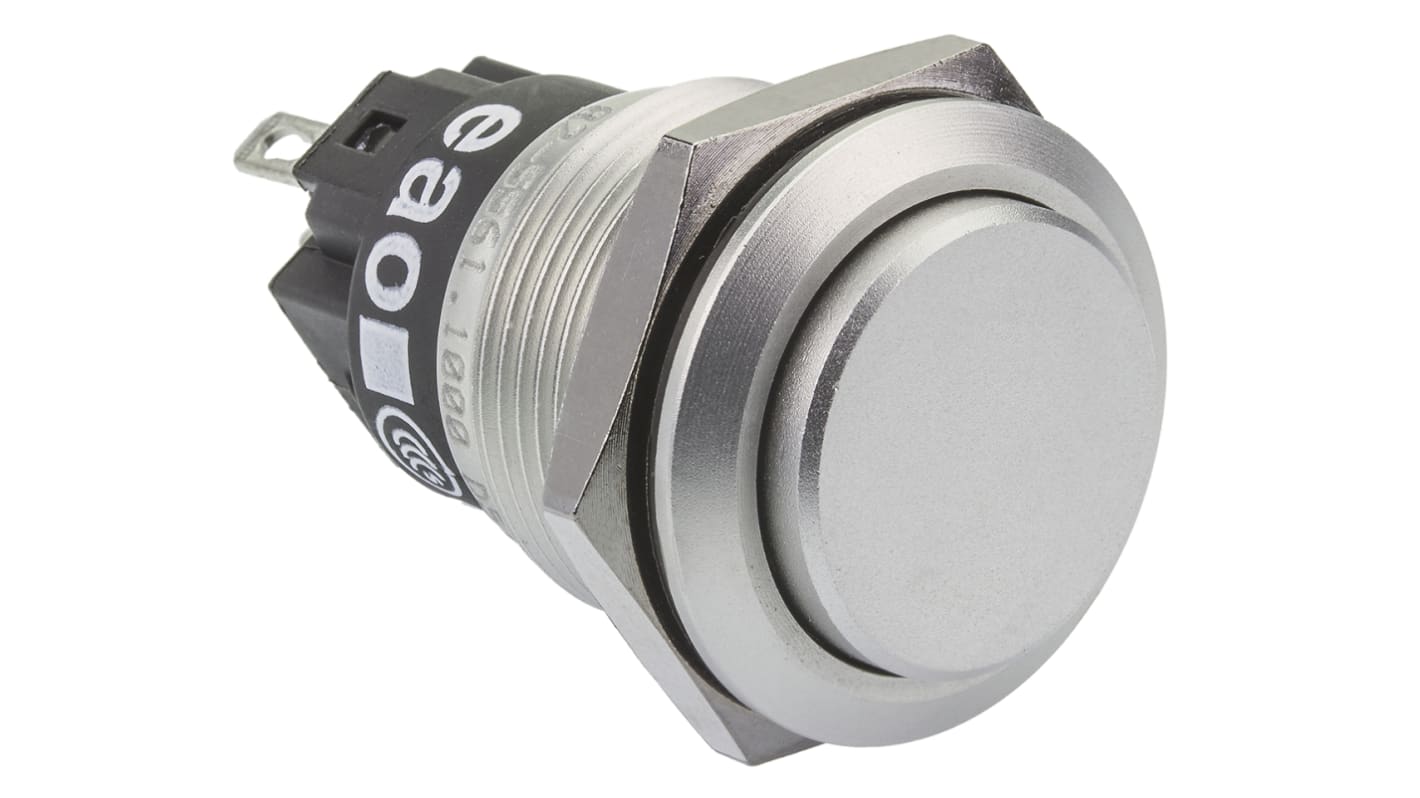 EAO 82 Series Push Button Switch, Momentary, Panel Mount, 19mm Cutout, SPDT, 240V, IP65, IP67