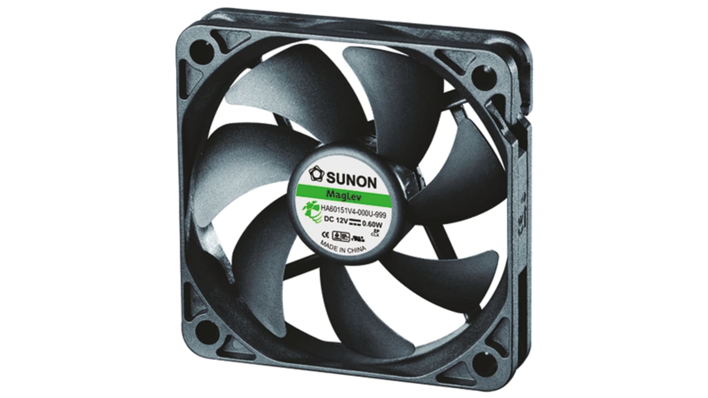 Sunon HA Series Axial Fan, 12 V dc, DC Operation, 18m³/h, 600mW, 52mA Max, 60 x 60 x 15mm