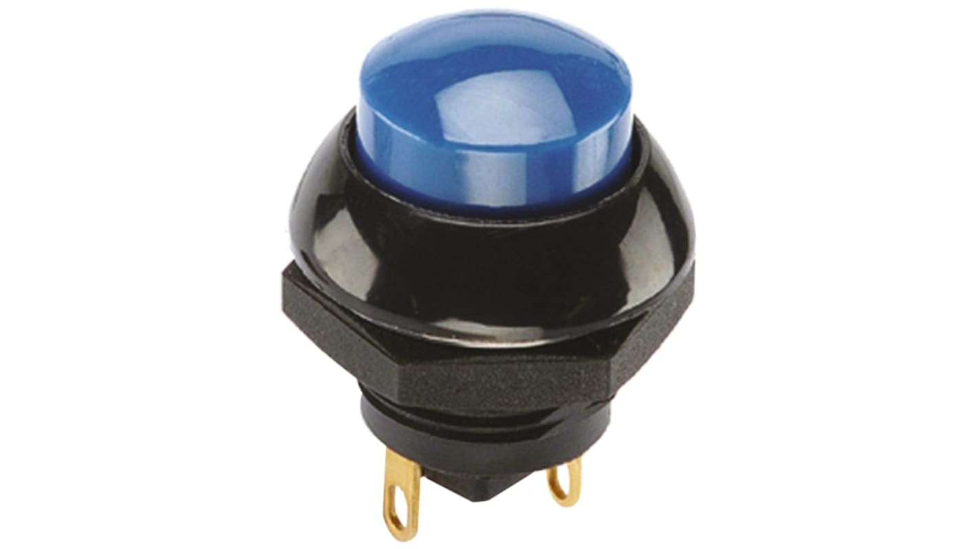 Interruptor de Botón Pulsador Otto, color de botón Azul, SPDT, acción momentánea, 4 A a 28 V dc, 25V dc, Montaje en