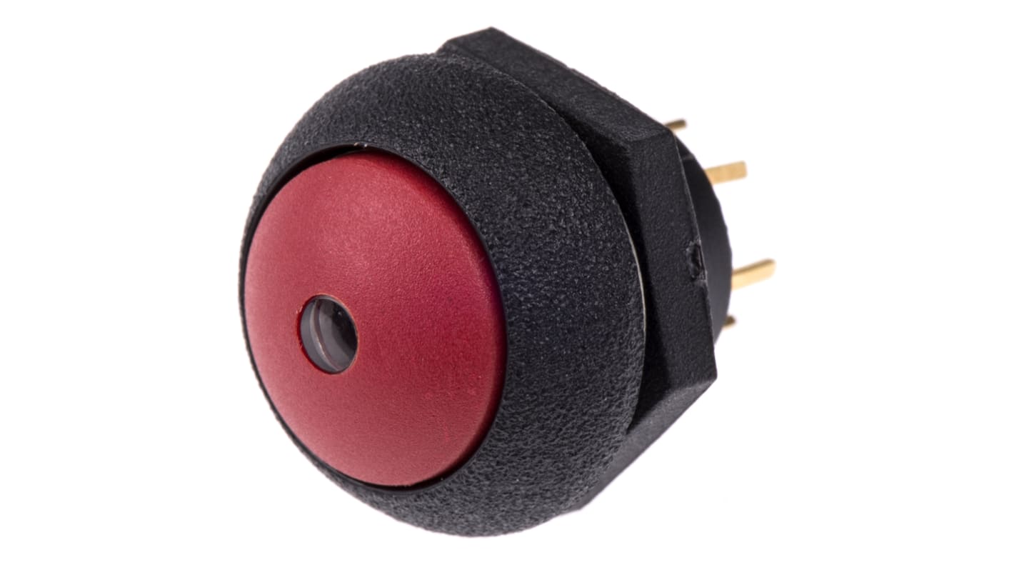 Otto Illuminated Push Button Switch, Momentary, Panel Mount, SPDT, Red LED, 28V dc, IP68S