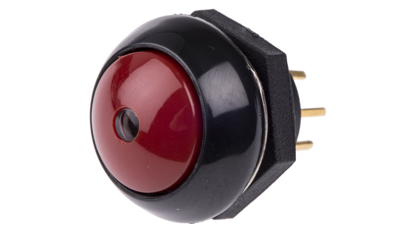 Otto Illuminated Push Button Switch, Momentary, Panel Mount, SPDT, Red LED, 28V dc, IP68S