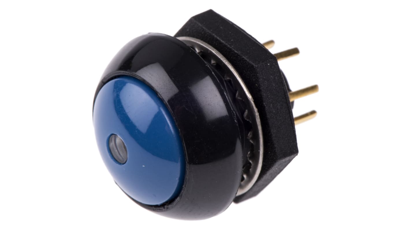 Otto Illuminated Push Button Switch, Momentary, Panel Mount, SPDT, Blue LED, 28V dc, IP68S