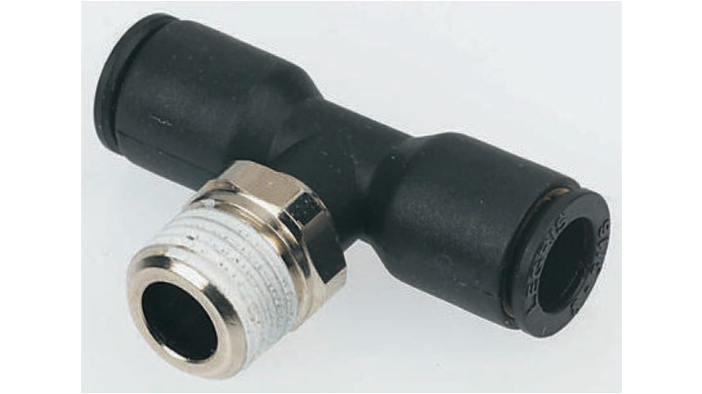Legris LF3000 10-mm-Steckanschluss x 10-mm-Steckanschluss T-Gewindeadapter, Gewinde-zu-Rohr, Nylon glasfaserverstärkt,