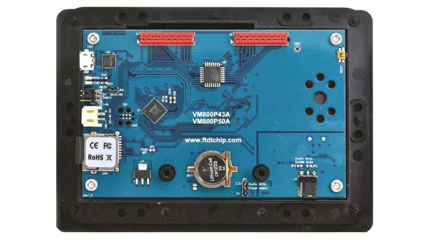 Bridgetek VM800P50A-BK, FT800 EVE Plus 5in Resistive Touch Screen Evaluation Module With Black Bezel