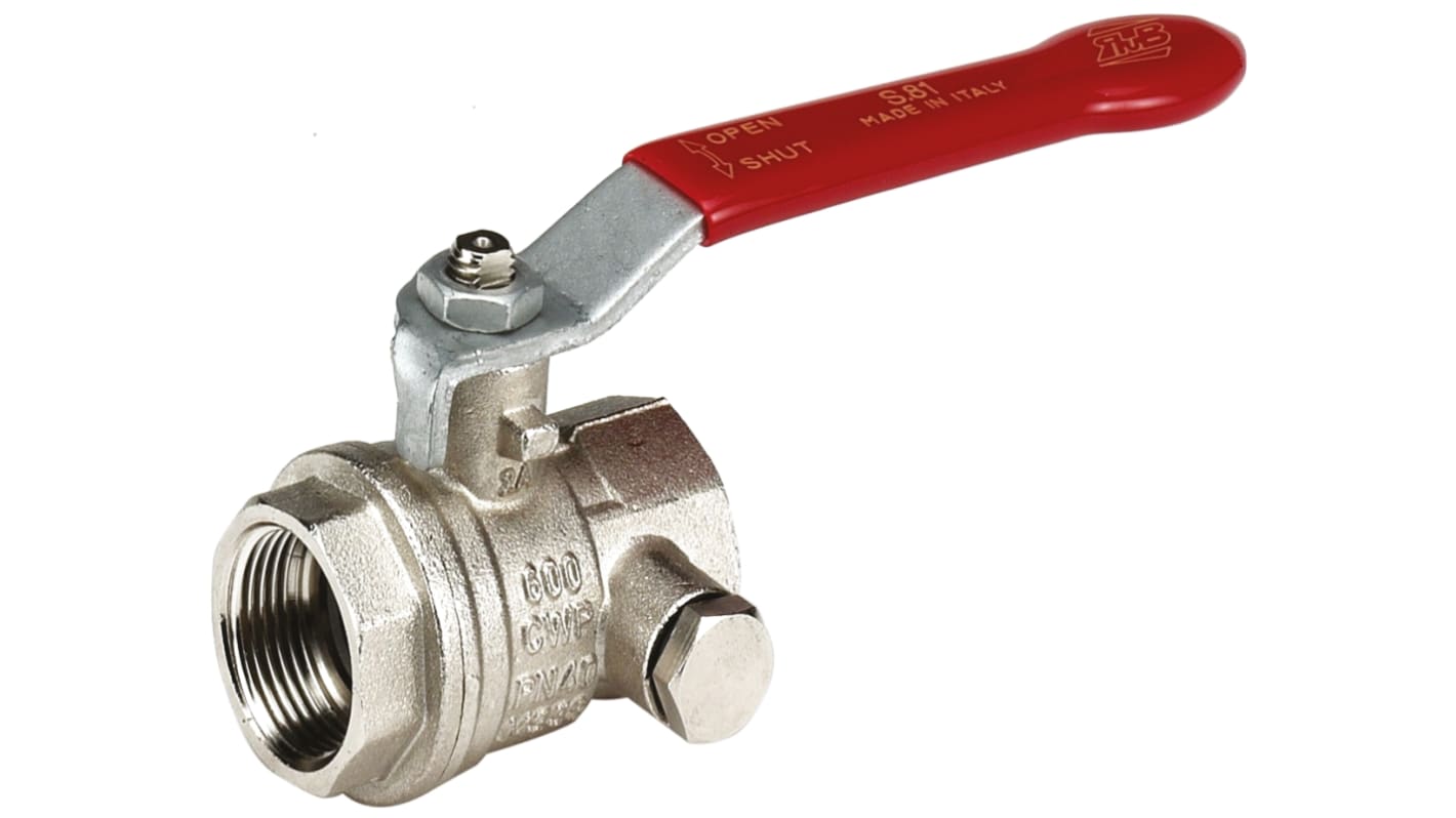 Valvola a sfera in Ottone nichelato RS PRO, 1 1/4poll