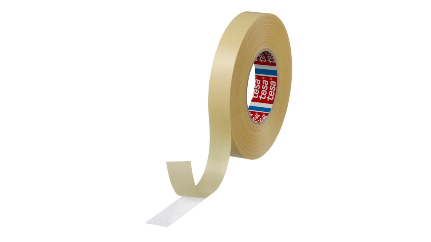 Tesa 4939 White Double Sided Cloth Tape, 235 Thick, 5,5 N/cm, Cloth Backing, 25mm x 50m
