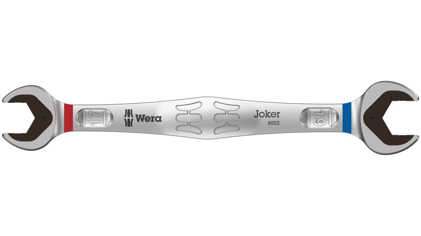 Wera Joker Series Double Ended Open Spanner, 17mm, Metric, Double Ended, 235 mm Overall