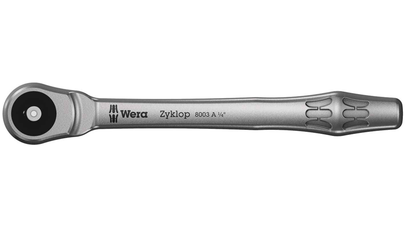 Wera Zyklop 1/4 in Square Ratchet with Ratchet Handle, 141 mm Overall