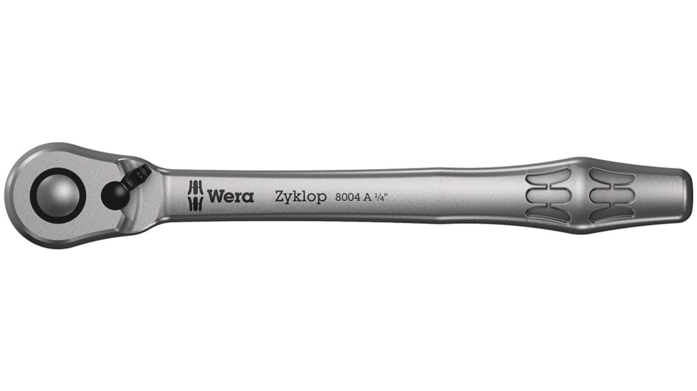 Wera Zyklop 1/4 in Square Ratchet with Ratchet Handle, 141 mm Overall