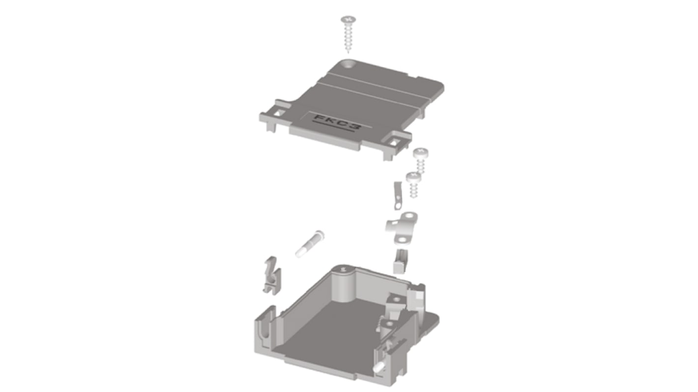 FCT from Molex 15针D-Sub外壳, ABS壳体, 斜角, A尺寸, 银色, FKC系列