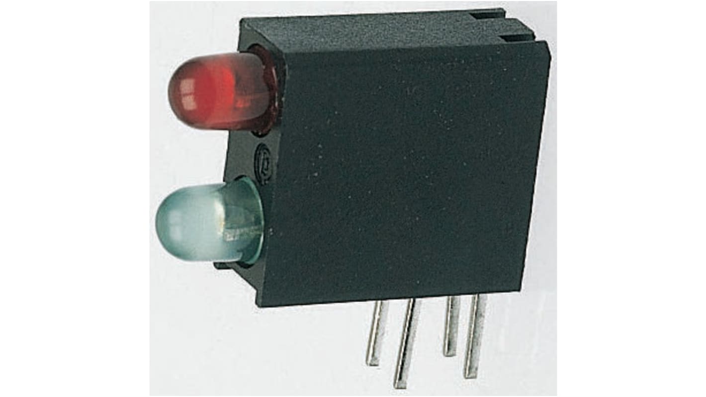 Dialight 553-0111-200F, Red Right Angle PCB LED Indicator, 2 LEDs, Through Hole 2.8 V