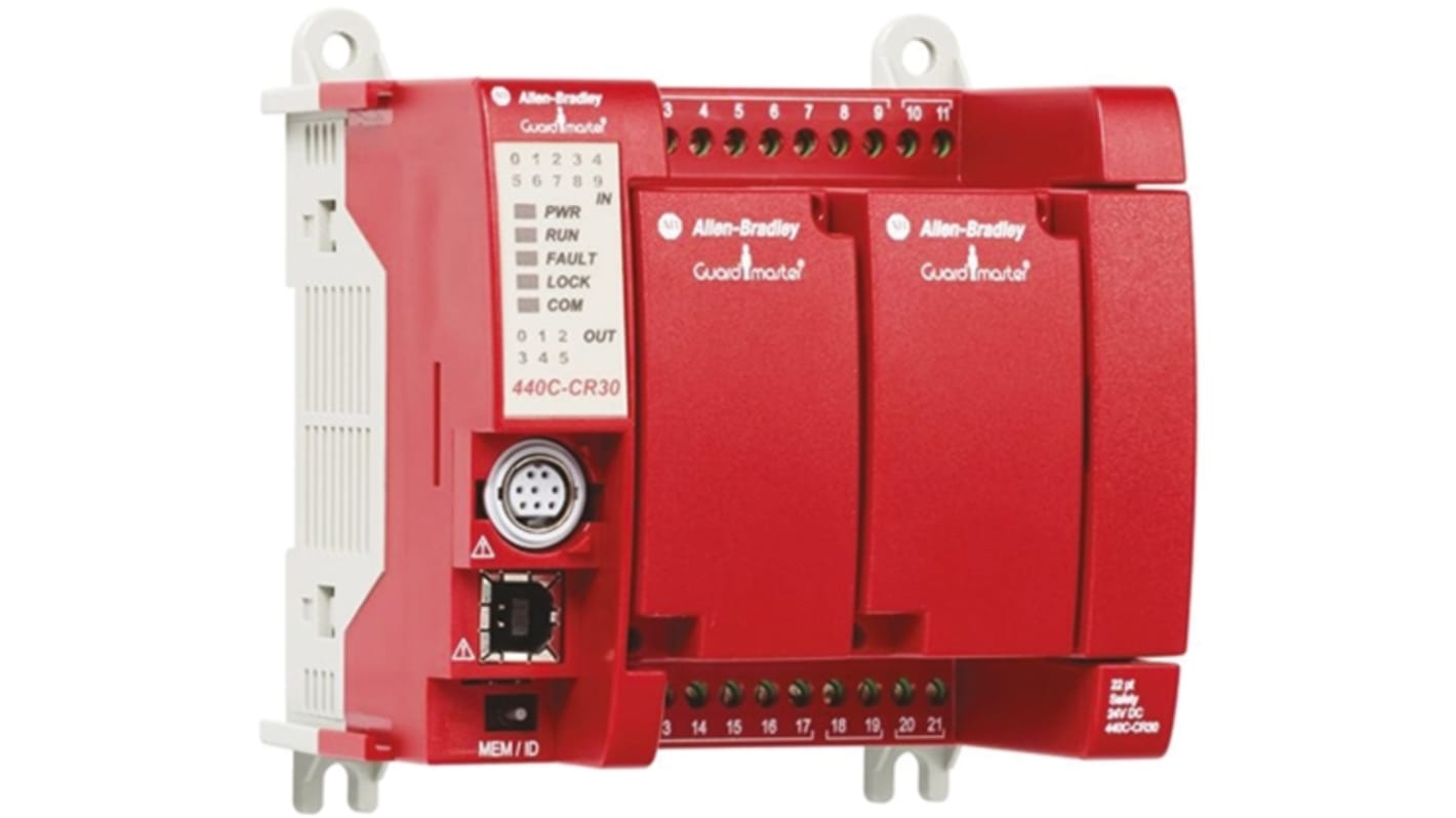 Allen Bradley Guardmaster 440C-CR30 Series Safety Controller, 22 Safety Inputs, 4 Safety Outputs, 24 V dc