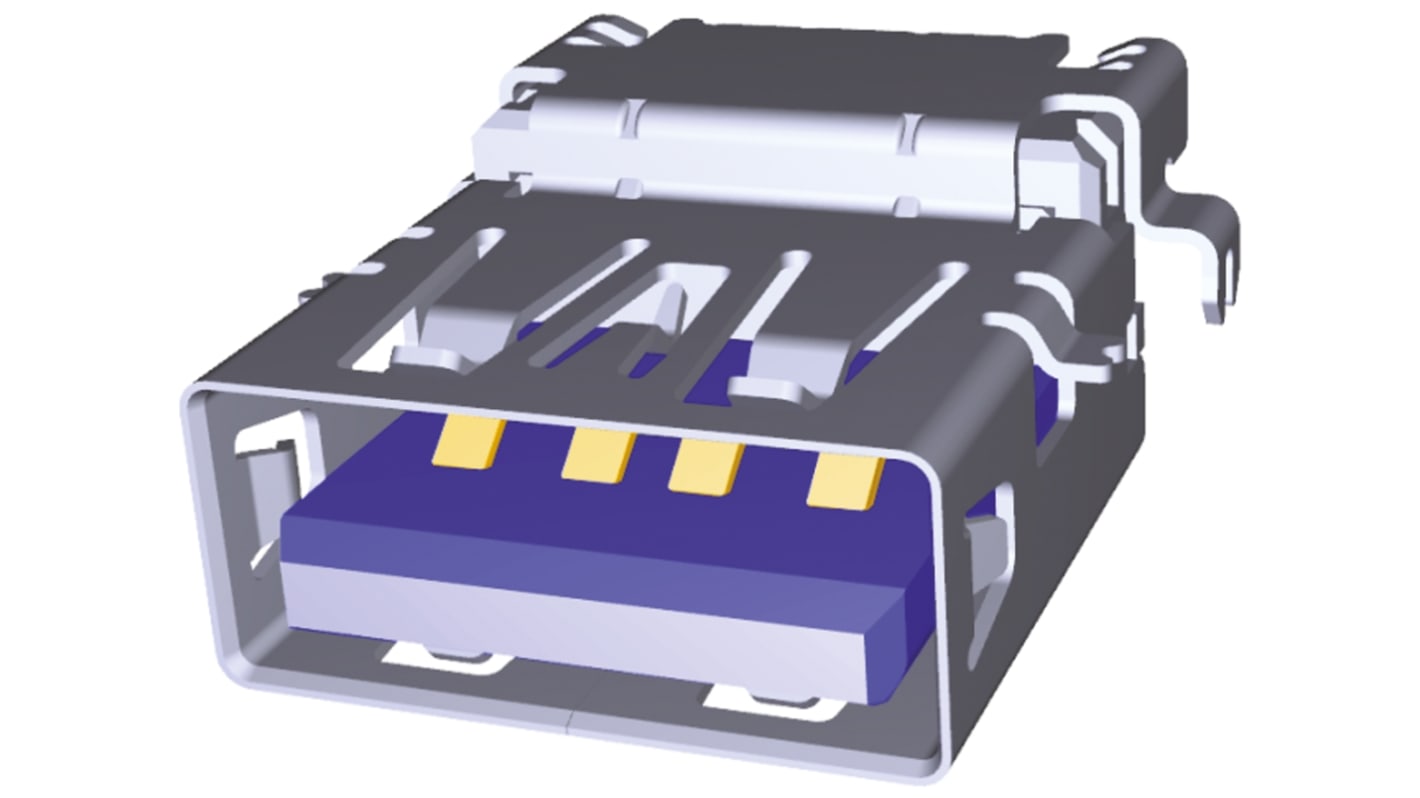 Molex Right Angle, Through Hole, Socket Type A 3.0 USB Connector