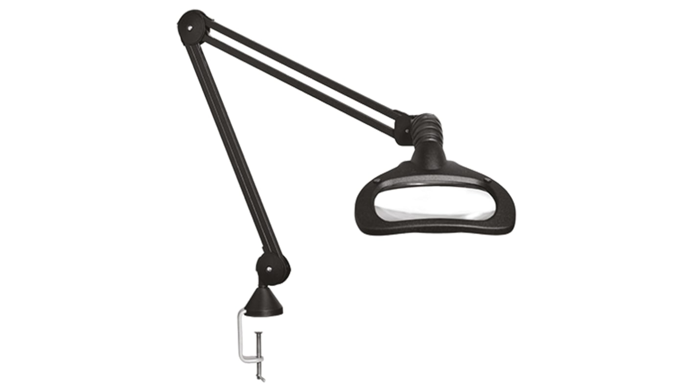 Luxo Wave ESD LED Magnifying Lamp with Table Clamp Mount, 5dioptre, 175 x 108mm Lens