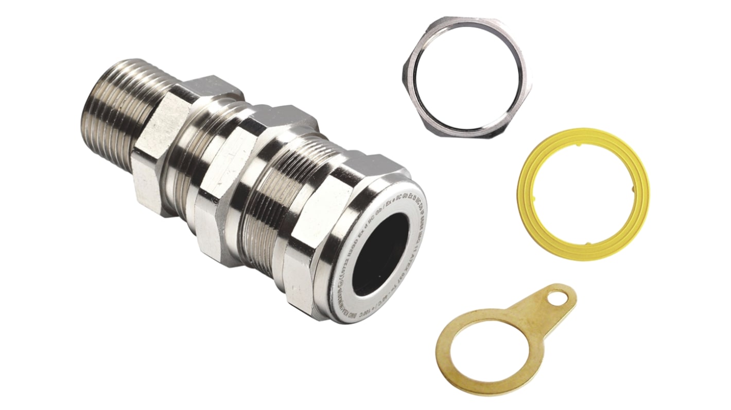 Kopex-EX C1 Series Metallic Brass Cable Gland Kit, M20 Thread, 6mm Min, 12mm Max, IP66