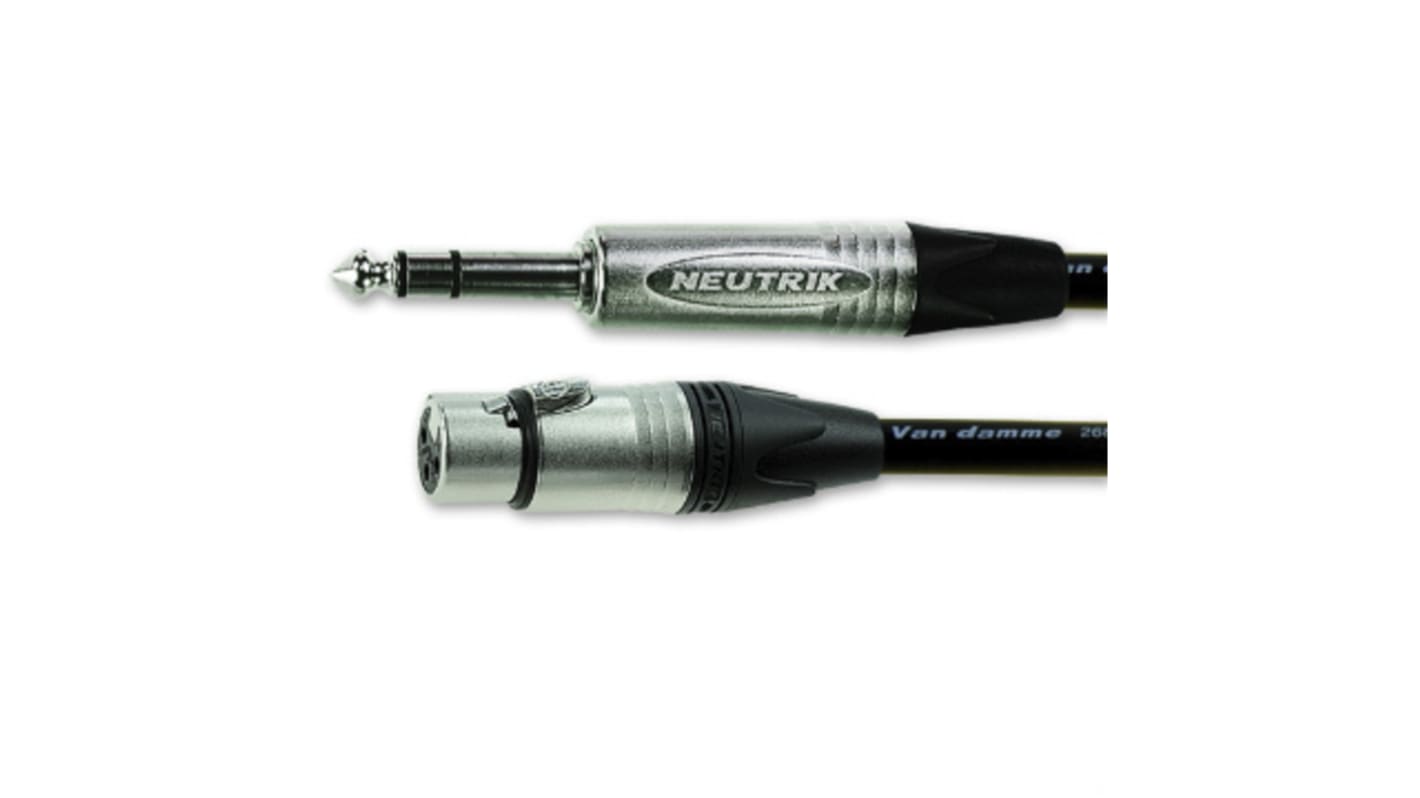 Van Damme Male 6.35mm Stereo Jack to Female 3 Pin XLR  Cable, Black, 3m