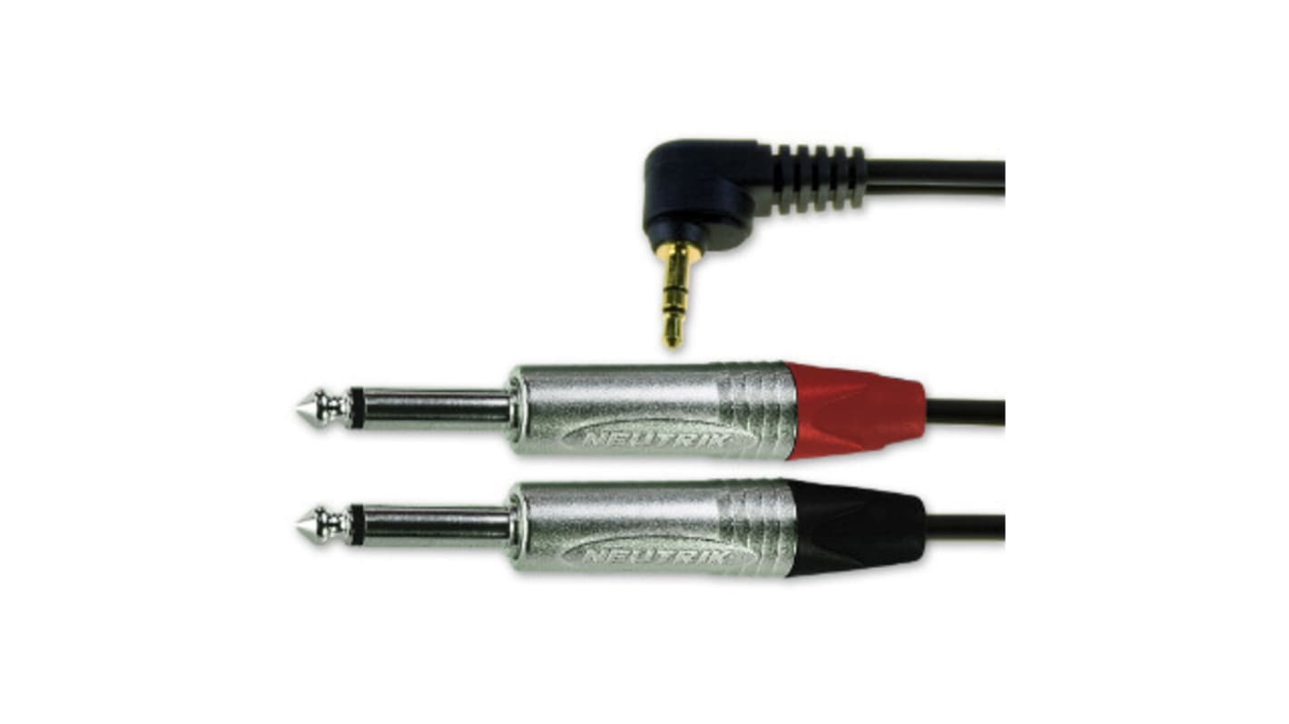 Van Damme Male 3.5mm Stereo Jack to Male RCA x 2 Aux Cable, Black, 3m 103-321-702