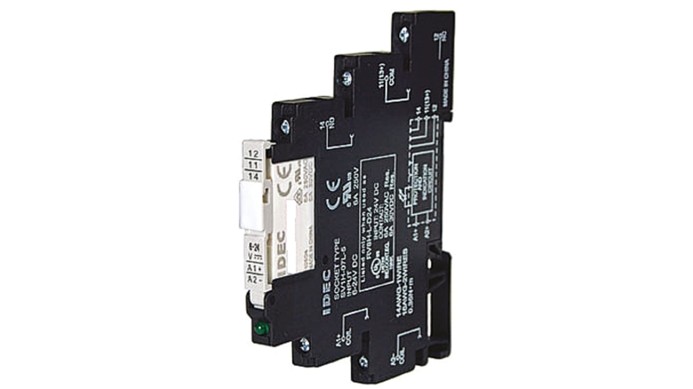 Idec RV8H Series Interface Relay, DIN Rail Mount, 24V ac/dc Coil, SPDT, 1-Pole