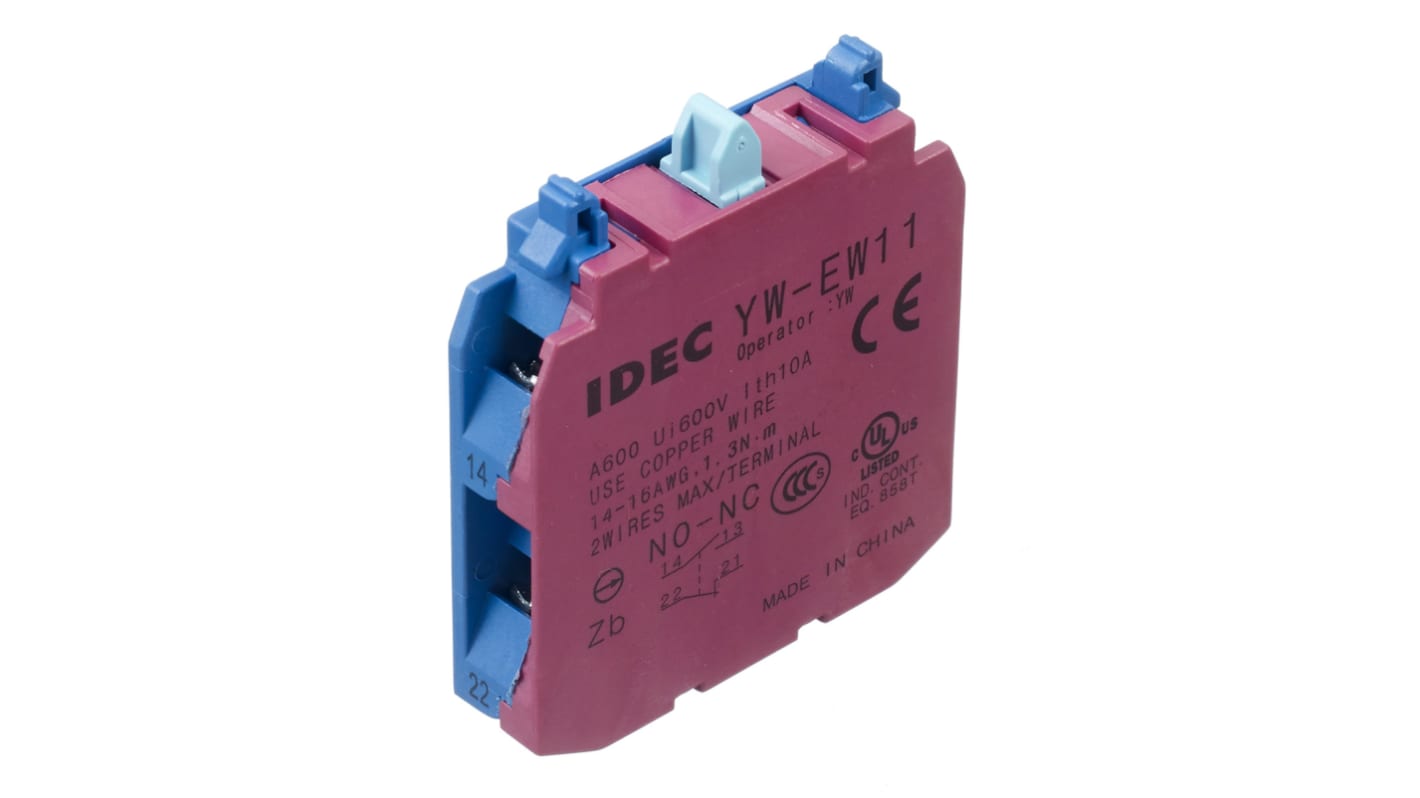 Idec CW Series Series Contact Block, 1NO + 1NC