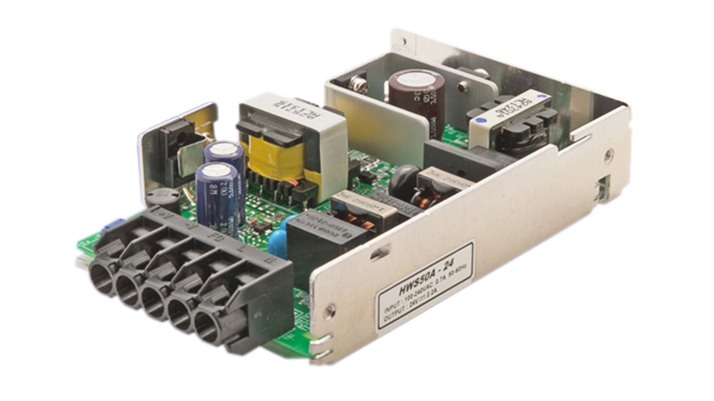 TDK-Lambda Switching Power Supply, HWS50A-24, 24V dc, 2.2A, 50W, 1 Output, 120 → 370 V dc, 85 → 265 V ac