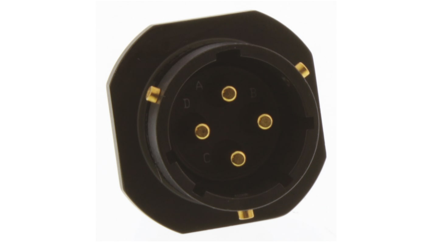 Amphenol Limited, 62GB 4 Way Cable Mount MIL Spec Circular Connector Receptacle, Pin Contacts,Shell Size 14, Bayonet