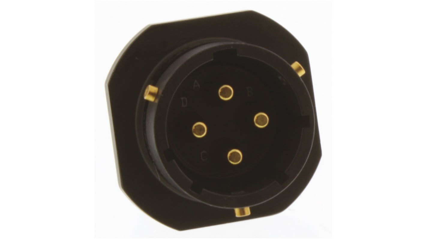 Amphenol Limited, 62GB 4 Way Cable Mount MIL Spec Circular Connector Receptacle, Pin Contacts,Shell Size 14, Bayonet