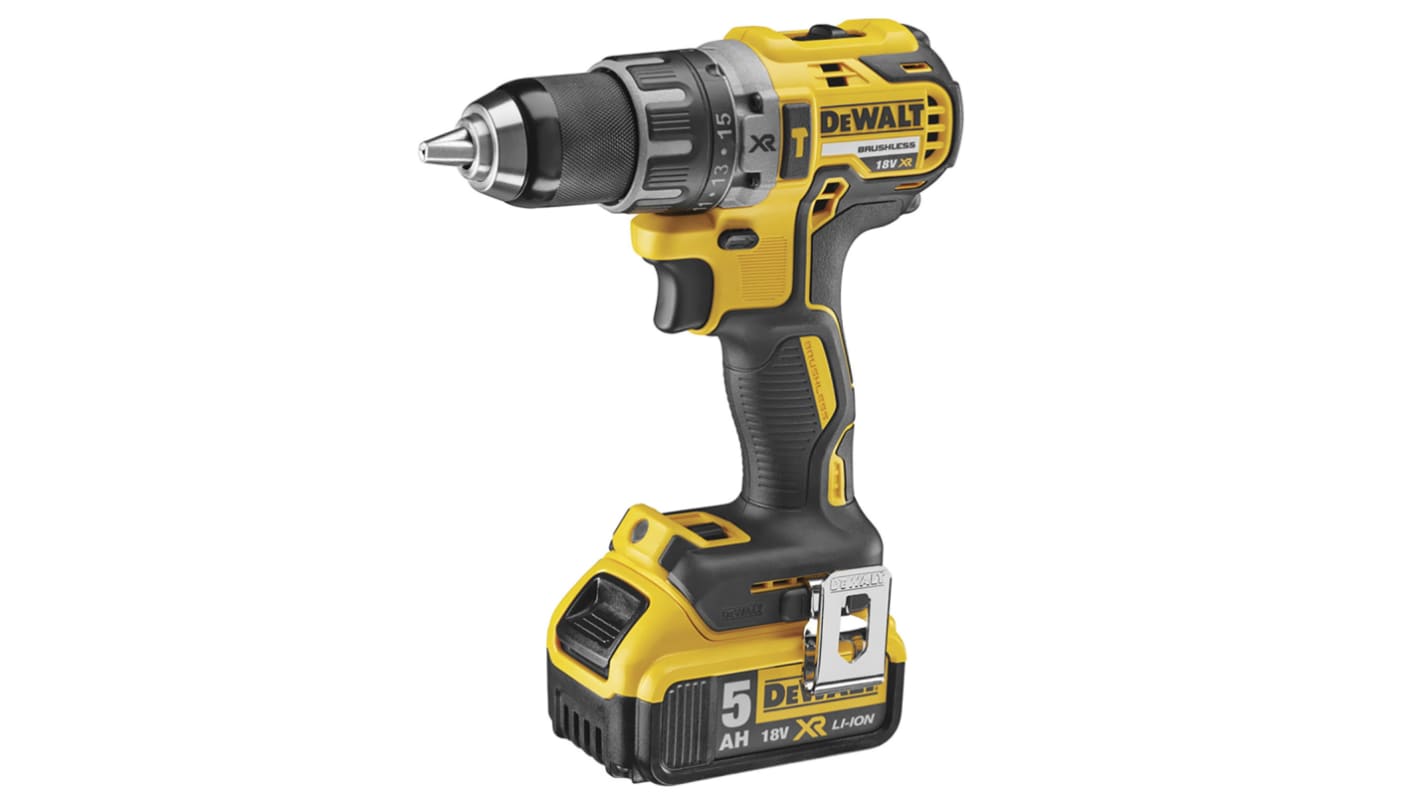 Taladro-atornillador DeWALT a batería Li-Ion de 18V 5Ah 460W, DCD791P2 con 2 baterías, Euroconector