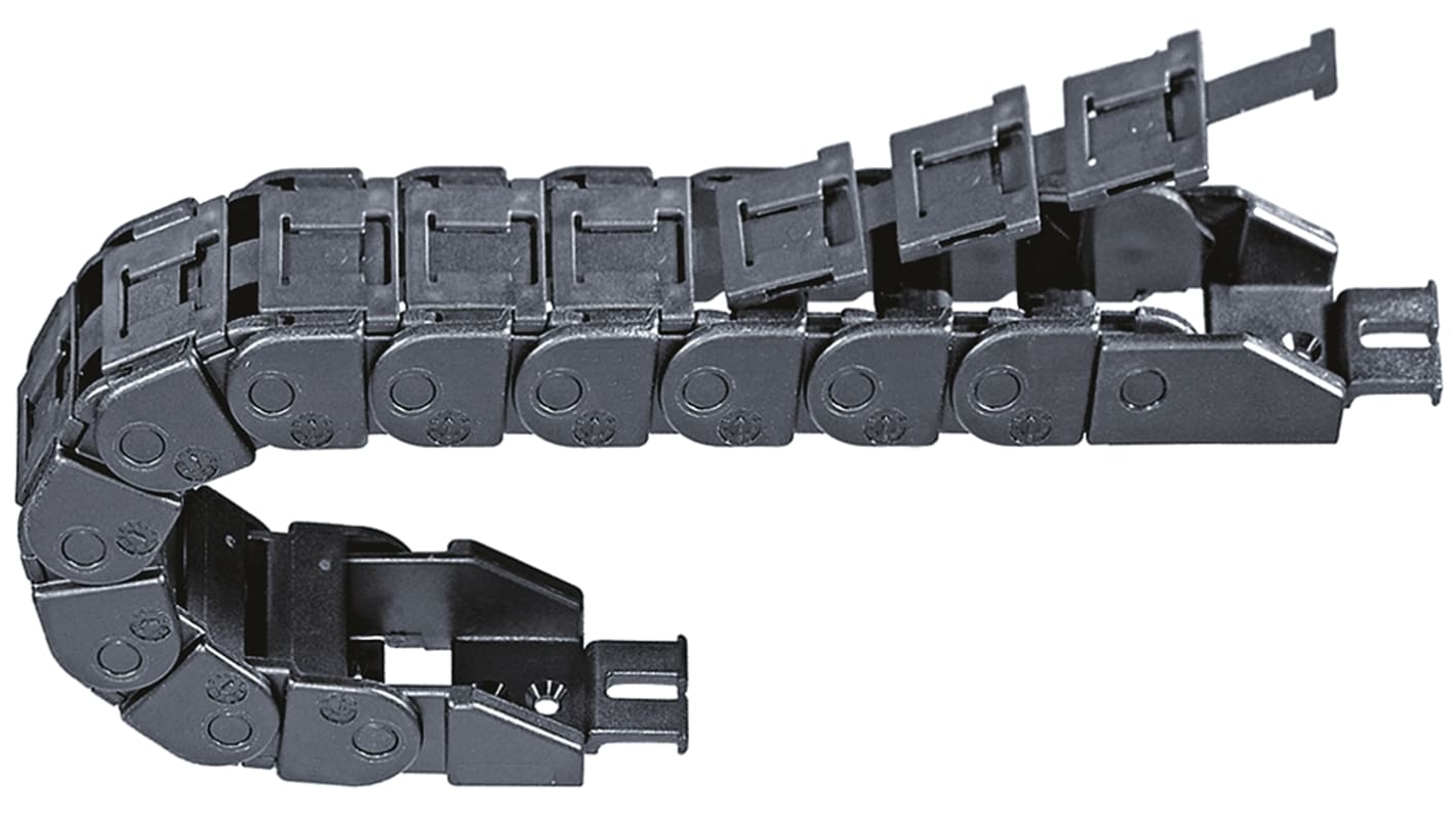 Igus 9, e-chain Black Cable Chain - Flexible Slot, W18.2 mm x D19.3mm, L1m, 48 mm Min. Bend Radius, Igumid G