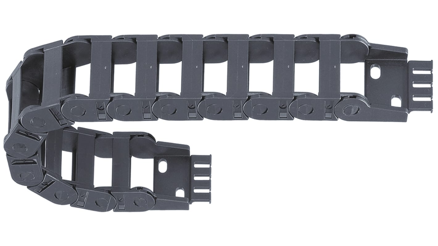 Igus 10, e-chain Black Cable Chain - Flexible Slot, W26 mm x D23mm, L1m, 100 mm Min. Bend Radius, Igumid G