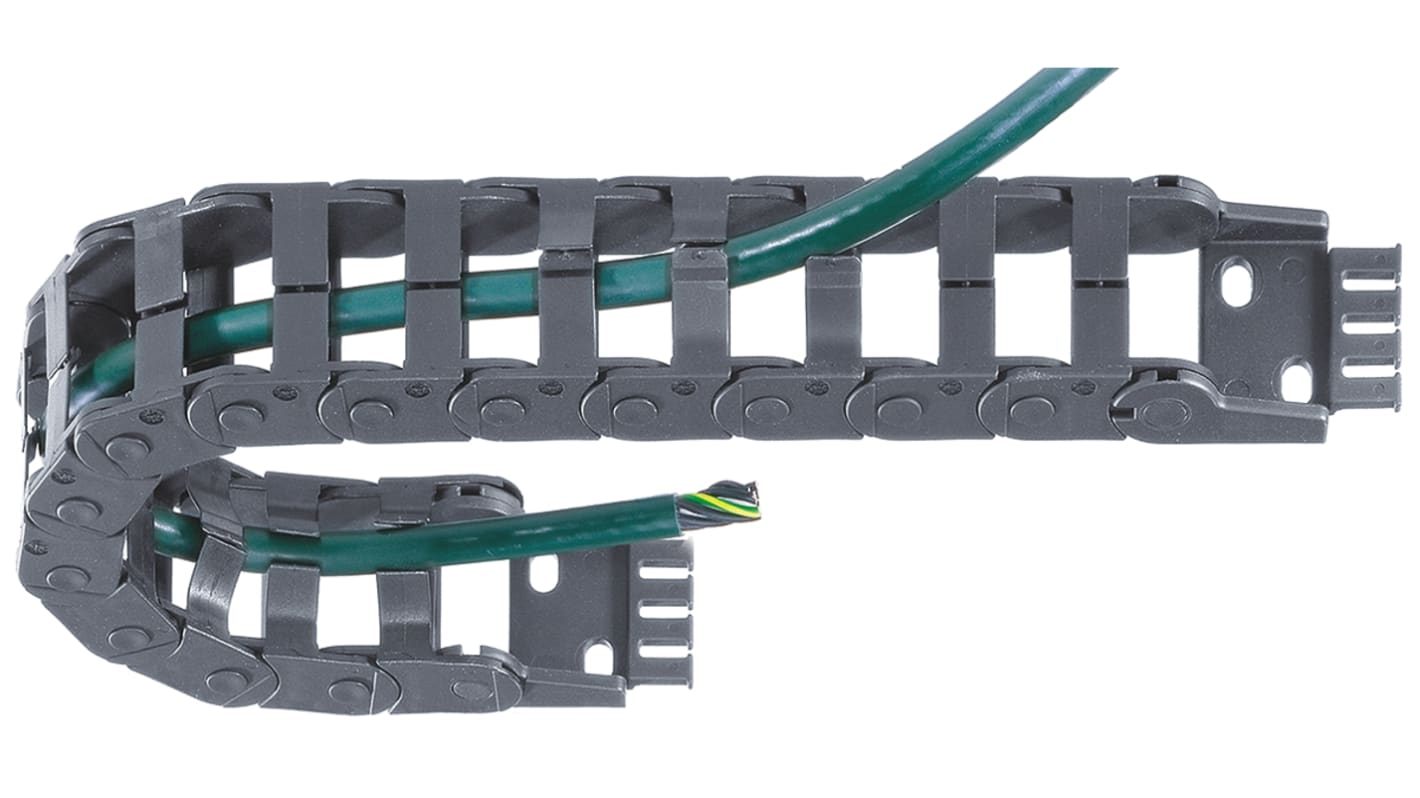 Igus e-chain, Z14 Black Cable Chain - Flexible Slot, W37 mm x D25mm, L1m, 48 mm Min. Bend Radius, Igumid NB