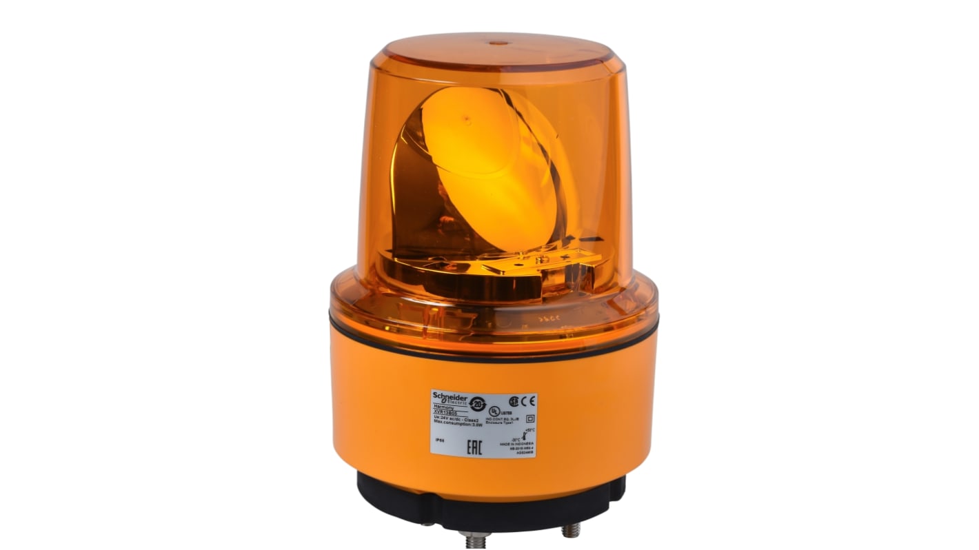 Schneider Electric Harmony XVR Series Amber Rotating Beacon, 24 V dc, Base Mount, LED Bulb